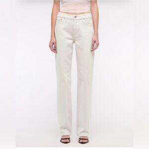 Abercrombie & Fitch Cream Straight Leg Denim